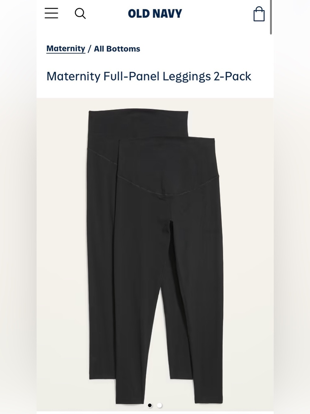 Old Navy XL 2-PACK! Black Maternity Full-Panel Leggings